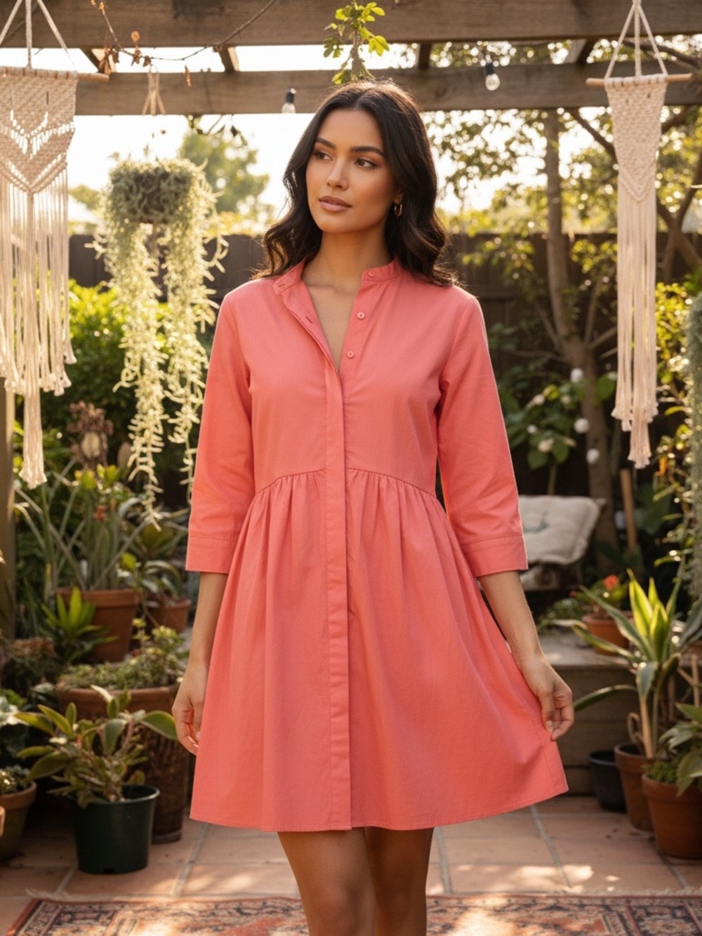 NWOT XS Tuckernuck Royal Shirt Dress in Coral